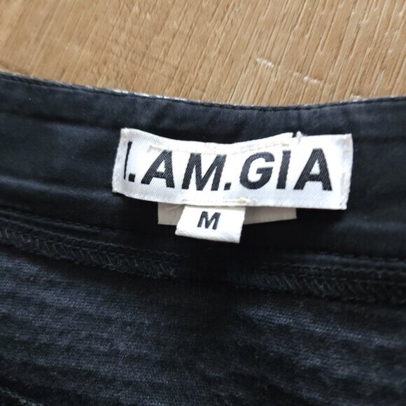 I.AM.GIA. Logan Mini Skirt, Black Faux Croc, Zipper Accent, - Picture 4 of 5